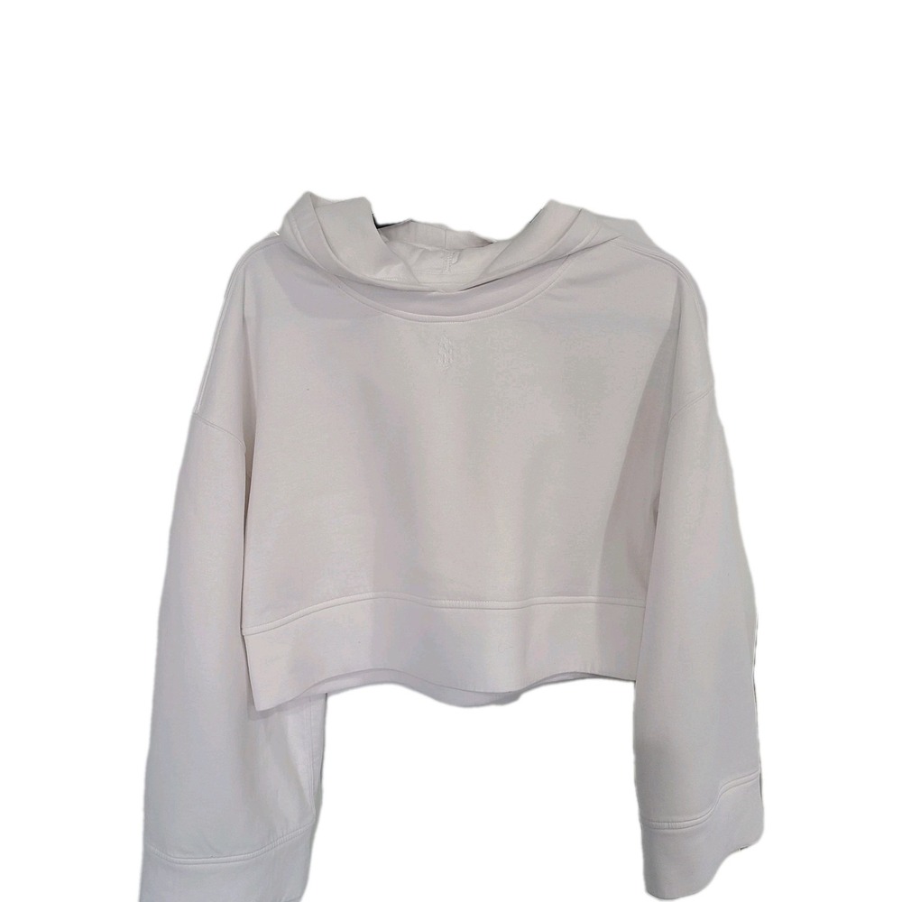 Free People Movement Women's White Cropped Hooded Long Sleeve Sweatshirt Size XS